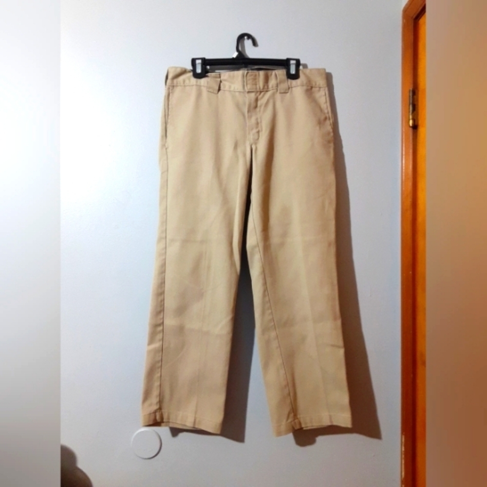 Dickies Flex Tan Chinos Pants Khaki Slim Fit 34/29 Uniforn Constrution Work Wear